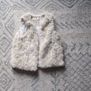 Zara Girls Cream Faux Fur Vest
